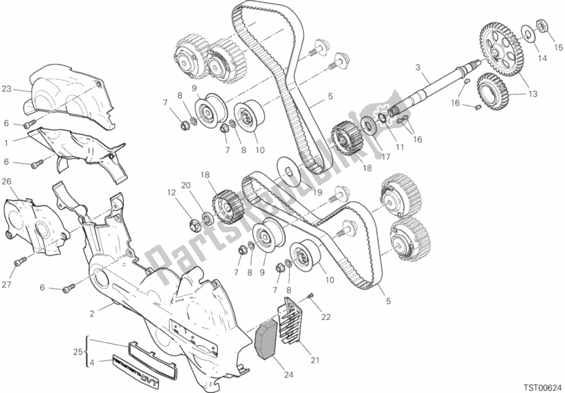 All parts for the Distribuzione of the Ducati Multistrada 1260 ABS USA 2019